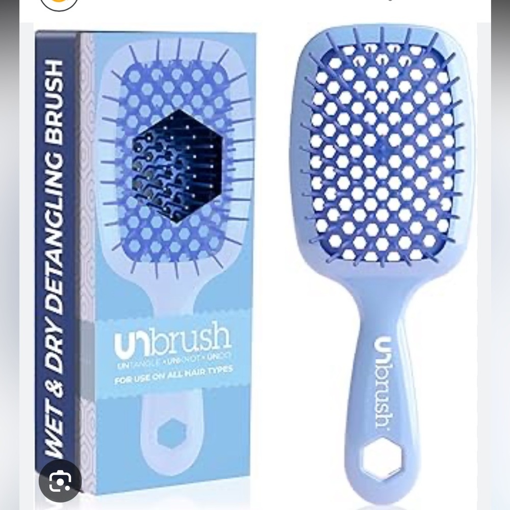 THE UNBRUSH: wet and dry detangling hair brush. Brand new in box. Periwinkle.